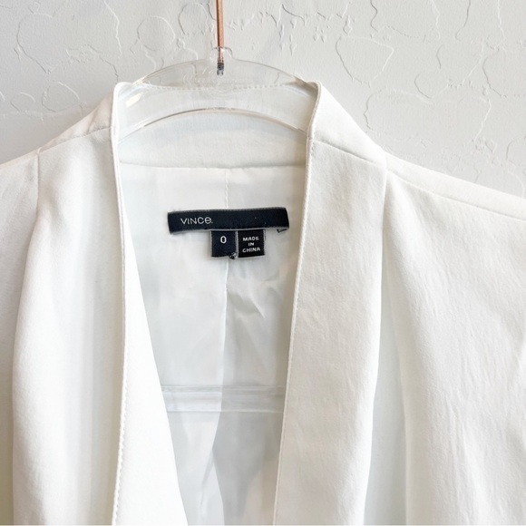 Vince Women's Drape Front Blazer Jacket Ribbed Knit Sleeves White One Button 0 - Picture 6 of 8